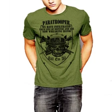 Military T-Shirt Army Navy Machine Gunner Sniper Paratrooper Infantry