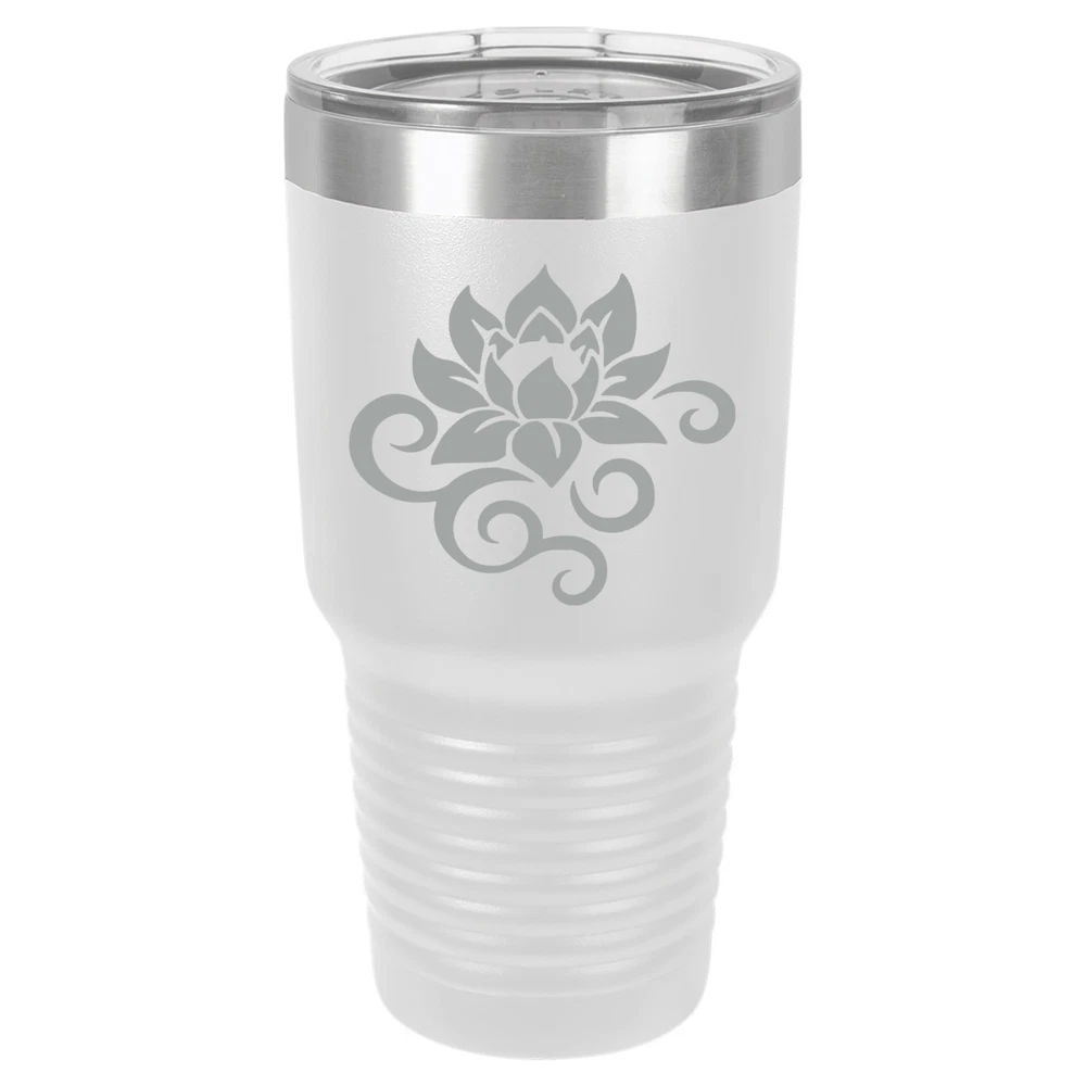 20oz 30oz Vacuum Insulated Stainless Steel Travel Mug with Lotus Flower Scroll Design