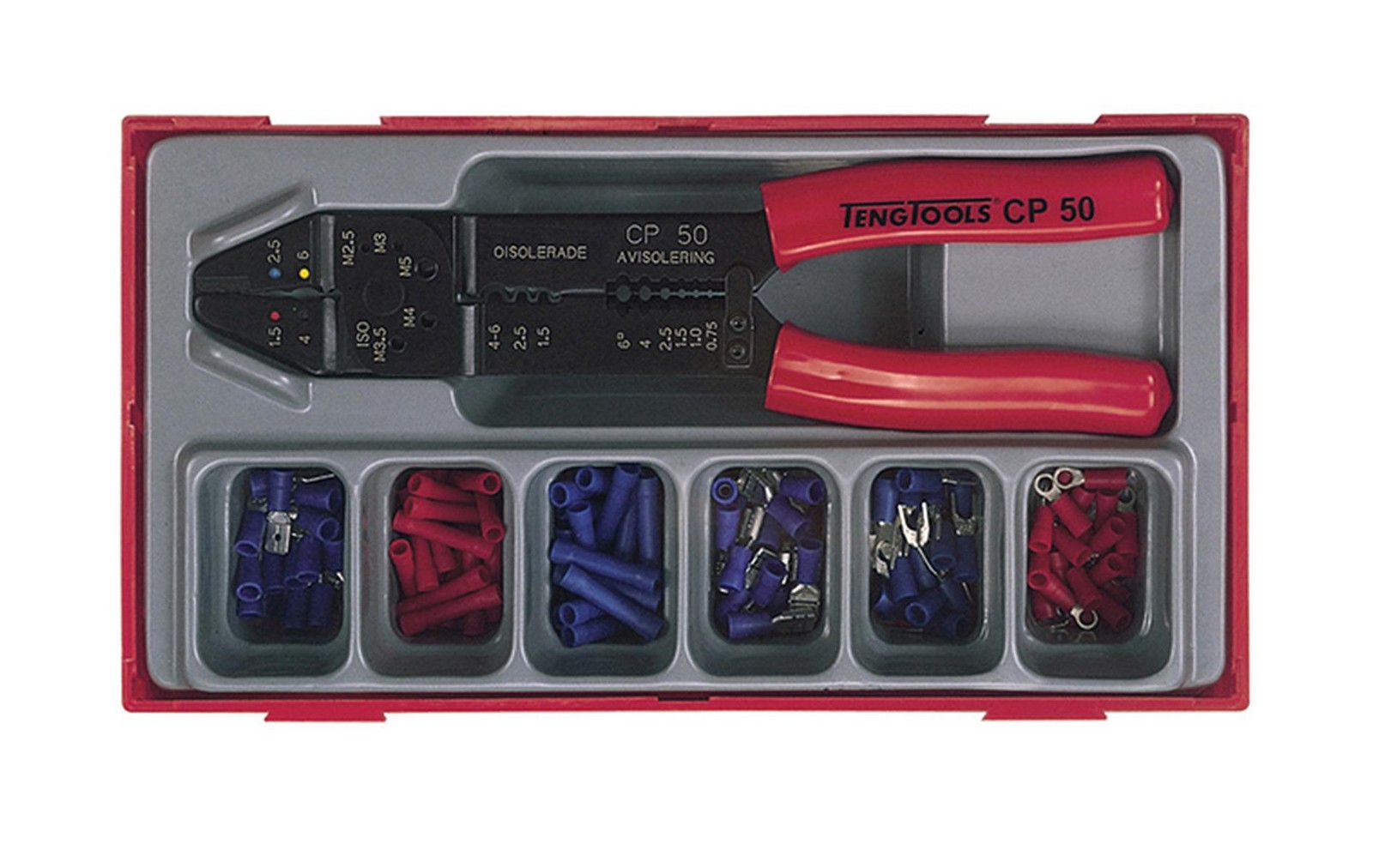 Teng TTCP121 Crimping Pliers and Terminals Set in a Toolbox Module Tray