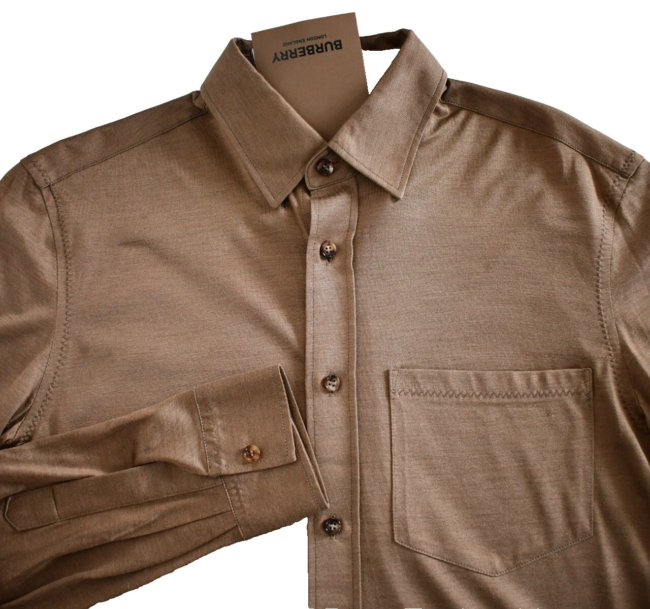 Burberry London Brown Dress Shirts for Men