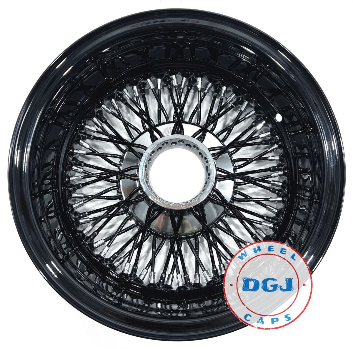 14x7 Rev 72 Cross Lace All Black + Chrome Nip & Hub Lowrider 14x7 Rev 72 Cross Lace All Black + Chrome Nip & Hub Lowrider