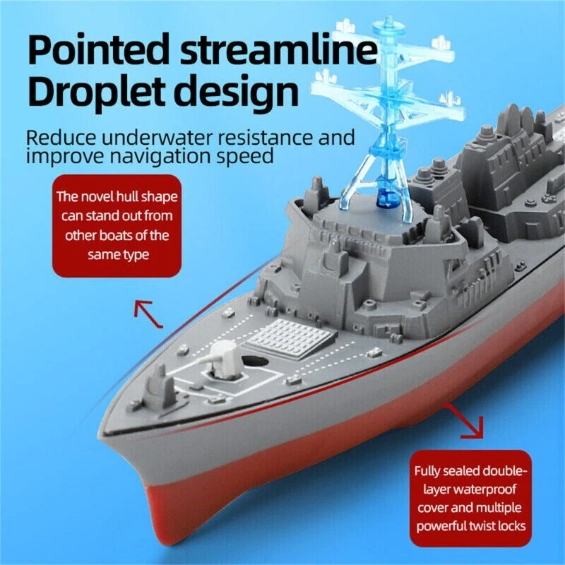 Remote Control Warship Model RC Ship Pool Lake Boat Cruiser Destroyer Water Toy - Image 3 of 4