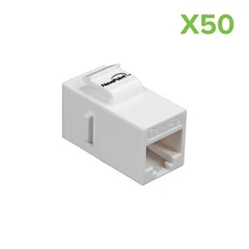 50 X CAT5E KEYSTONE COUPLER WITH PCB INSIDE - WHITE