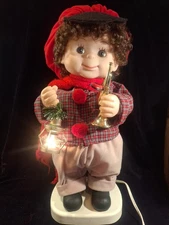 Vintage Santa's Best Anamatronic Child Trumpet Player with Lantern