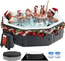 NAIZEA 6 Person Octagon Inflatable Hot Tub 130Air Jet Large Hot Tub 77"x77"x25"