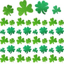 Zonon 46 Pcs Glitter Shamrock Cutouts St Patricks Day Clover Paper Small