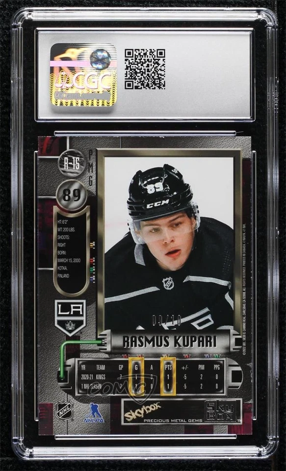 2021 Skybox Metal Universe PMG Green /10 Rasmus Kupari #R-15 CGC 8.5 Rookie RC - Image 2 of 2
