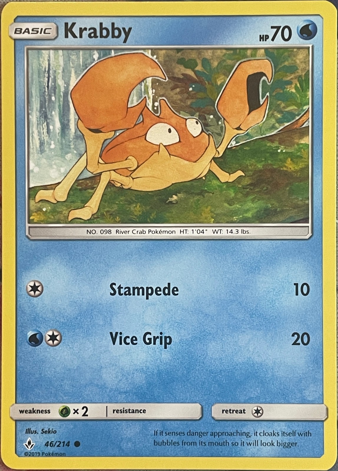 Krabby - 46/214 - Unbroken Bonds Pokemon 2019