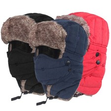 Windproof Winter Ear Flap Thermal Hat Fur Warm Ski Cap Face Mask for Men Women