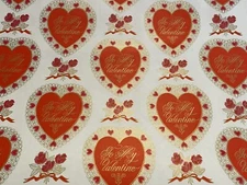 VTG TO MY VALENTINE WRAPPING PAPER GIFT WRAP RED & GOLD HEARTS 30” X 24” SHEET