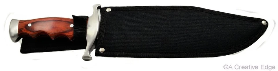 Cuchillo de combate Bowie Big BadAss enorme espiga completa hoja fija con funda Foto 3 de 4