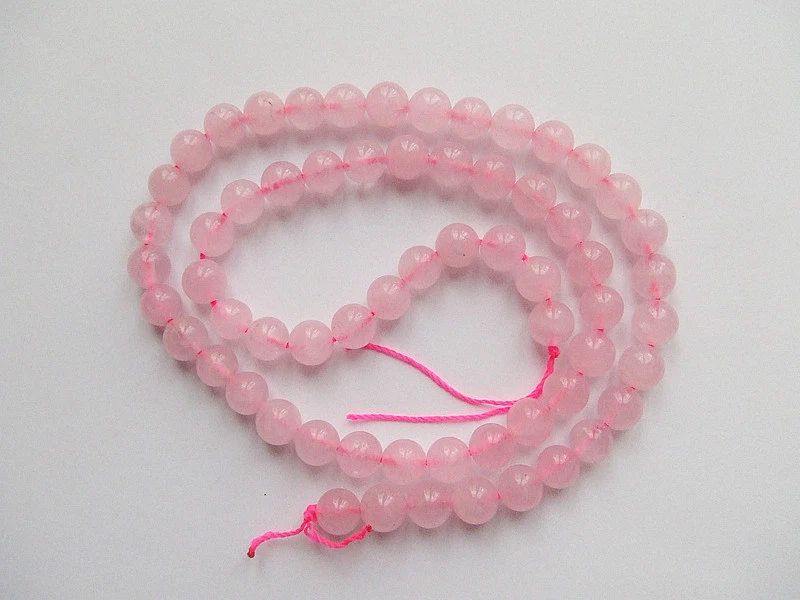 1filo /63pz di perline pietre in quarzo rosa tondo 6mm bijoux