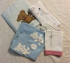 Vtg Baby Linens 5 pc-Sheets-Pillowcases-Bla nkets-50s Clean Shabby Cottage Chic