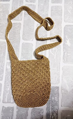 Simply Style- Woven Boho Rope Bag with Gold Threads | eBay