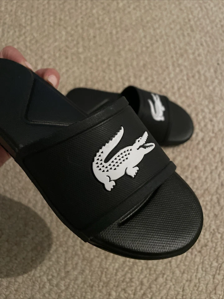 Lacoste Kids L.30 Toboganes Sintéticos - Logo Azul Marino Y Blanco Nuevo Foto 3 de 3