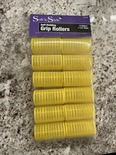 Soft N Style 12 Self Holding Grip Rollers No Clips No Pins 1  1/4 Inch Yellow