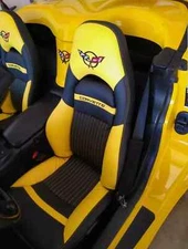 Chevy C5 Synthetic Leather Sports Seat Covers In Yellow & Black Color 1997-2004