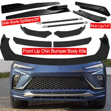 8PCS For Buick Envista Black Front Bumper Lip Spoiler Splitter+Side Skirts