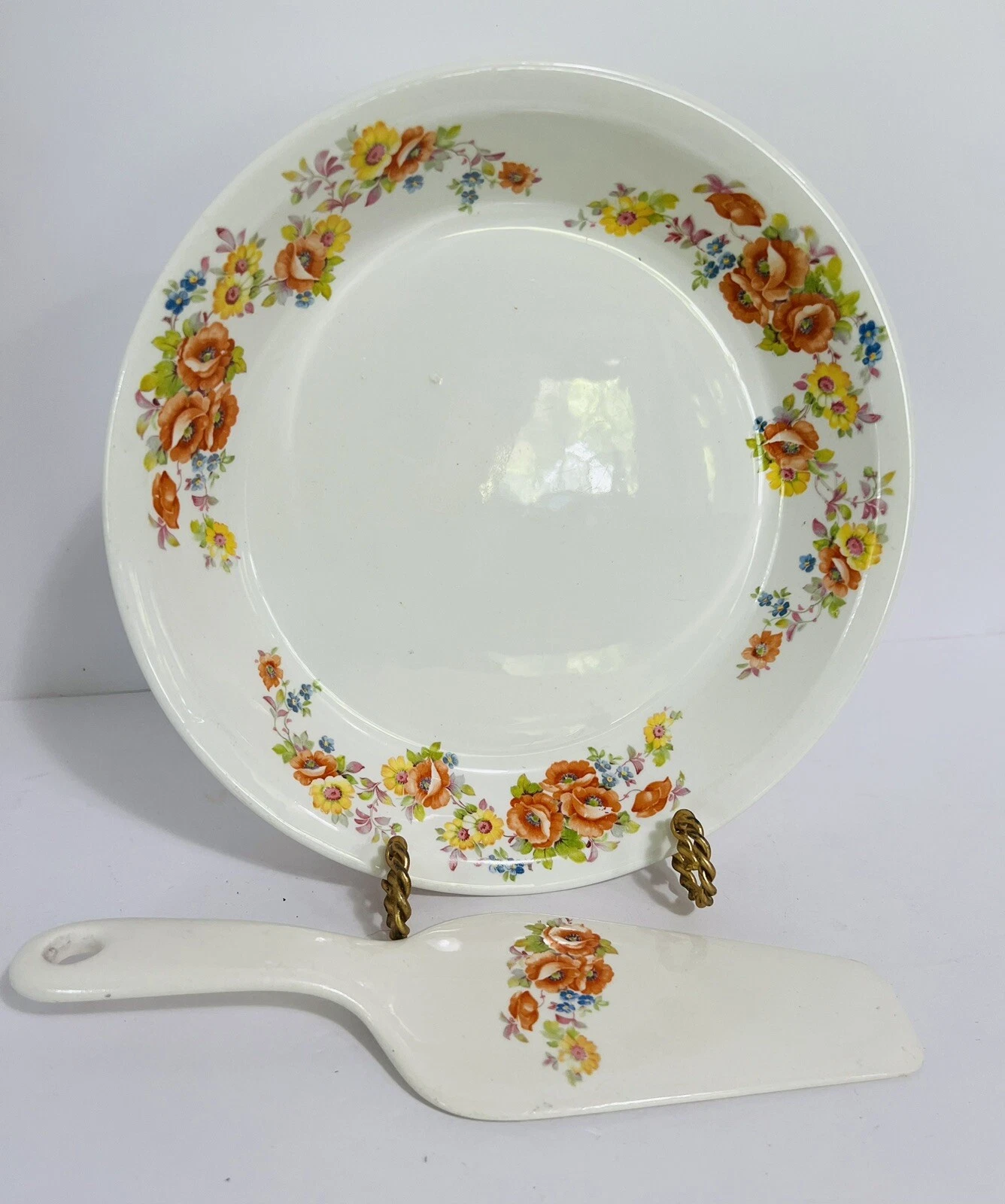 VTG 9” Price Royal Poppy Pie/Desert Dish~ W/Matching Spatula~Great Condition!!!