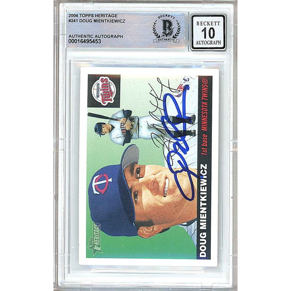 Doug Mientkiewicz Signed 2004 Topps Heritage #241 Twins BGS MLB Auto 10 Slabbed - Image 2 of 4