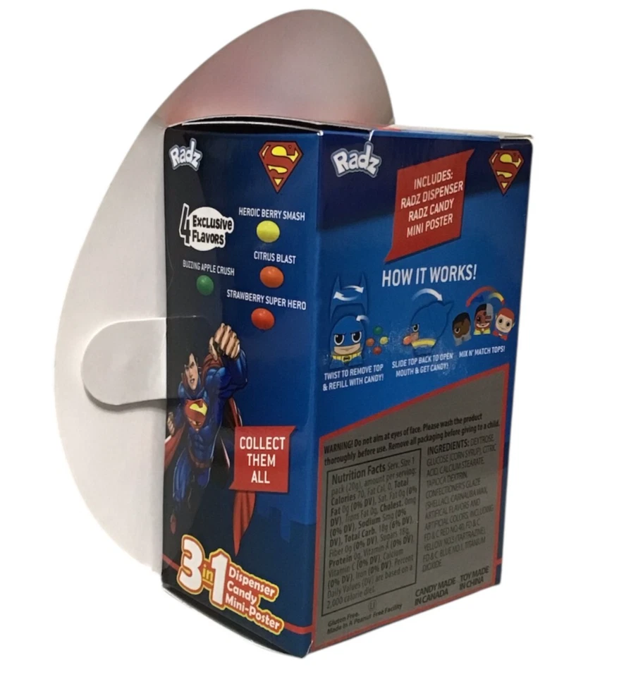 Raro Superman Colecionável - Radz Mini Dispensador de Doces com Bônus - Novo em folha - Imagem 3 de 3