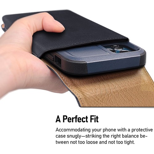Black Vertical Leather Holster Belt Clip Case Cover For Apple iPhone 16 Plus - Picture 16 of 16