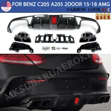 For 2015-2018 Benz C205 Coupe C43 C63 C300 C200 LED Rear Diffuser Exhaust Tips