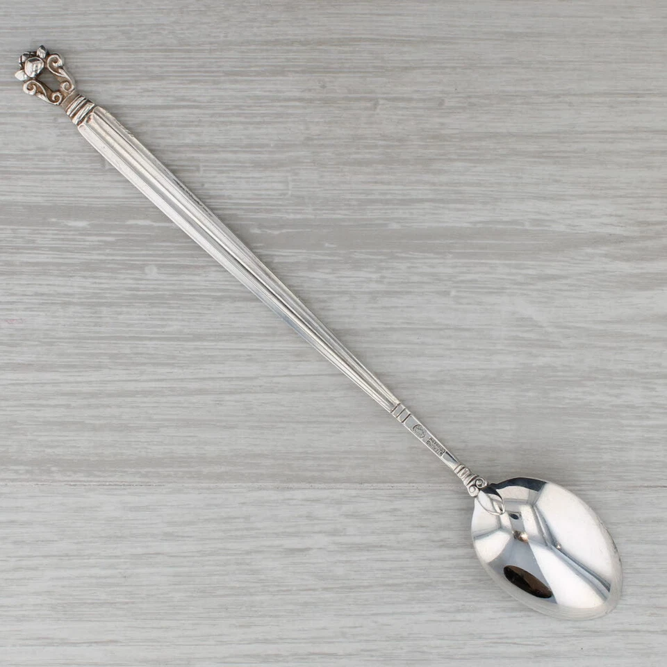 Cucharadita de bellota Georg Jensen Dinamarca plata de ley 7 3/8" cubiertos vintage Foto 2 de 4