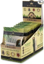 King Palm | Rollie | Natural | Prerolled Palm Leafs | 15 Packs of 5Each =75Rolls