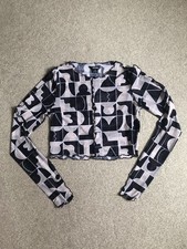 Monki Mesh Long Sleeve Crop Top Size M Excellent Condition