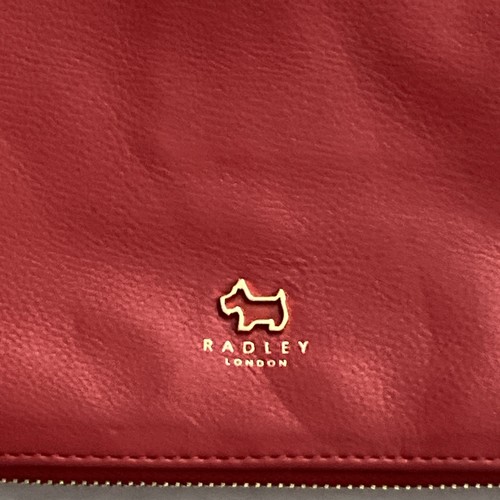 Radley London Red Leather Zip Around Cross Body Purse Bag Adjustable Strap NWT - Picture 6 of 24