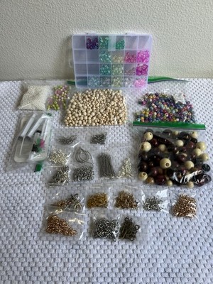 Jewelry Making Kit with Beads, Charms, Cord, Storage Boxes, Chains, connectors