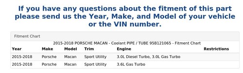 2015-2018 PORSCHE MACAN - Coolant PIPE / TUBE 95B121065 - Picture 5 of 5
