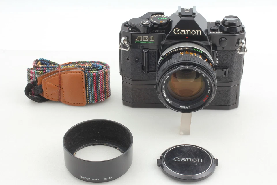 (HOOD [fast neuwertig] Canon AE-1 Program Filmkamera schwarz FD 50mm F1.4 Objektiv JAPAN - Bild 2 von 4