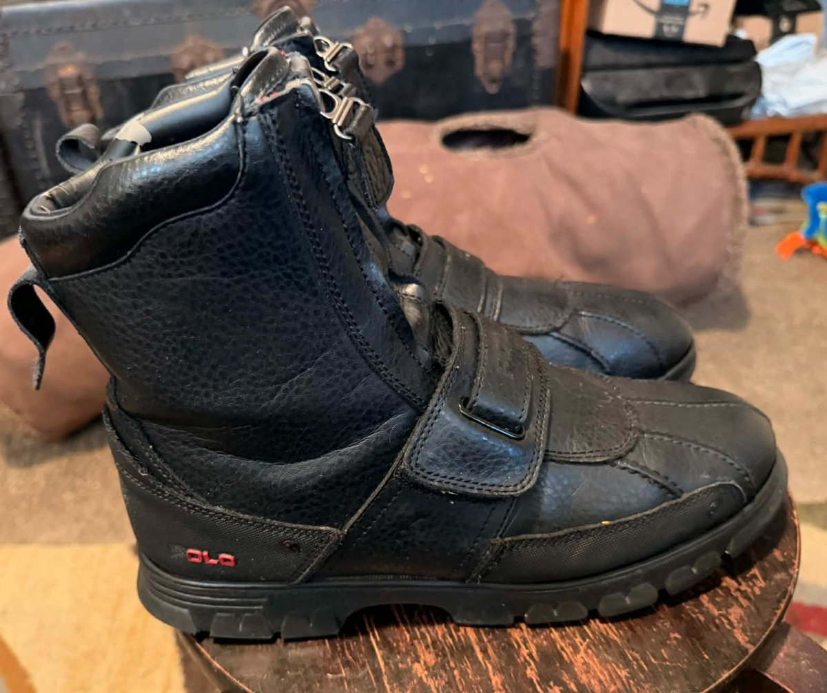 Polo Ralph Lauren Boots Mens 10.5 Black Darrance II Leather Dual Zip Duck Boots Ralph Lauren Polo Dover III Men main image 3