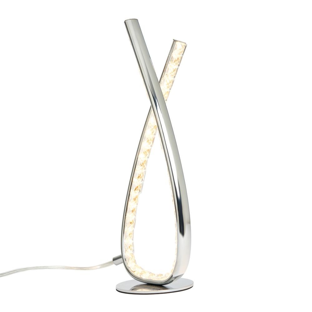 Litecraft Jaylin Sculptural Crystal Effect Chrome 11W Integrated LED Table Lamp