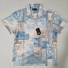 Molokai Surf Co Men's Size XL Bandana Short Sleeve Shirt Button Up 