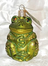 Merck Family's Old World Christmas Sitting Frog Glass Ornament Vintage 2005