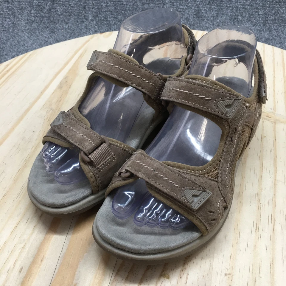 Earth Origins Sandals Womens 7 M Sedona Strappy Brown Leather Hook & Loop Casual - Image 3 of 4