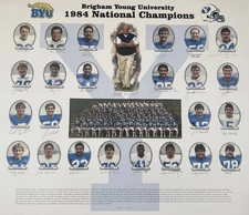 BYU NCAA Football 1984 National Champions Autographed Poster numbered #120/1000