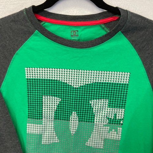 Vintage DC Shoes Raglan Long Sleeve T-Shirt Mens Large Green Gray Logo Skater - Picture 5 of 12