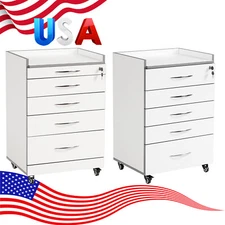 4/5Drawers Dental Medical Cart Acrylic Basic Mobile Wooden Cabinet Rolling Cart