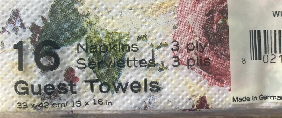 Punch Studio- WINTER ROSES Paper Napkins/Buffet/Guest Towels 16 Pc 3 Ply 13”x16” - Image 3 of 3