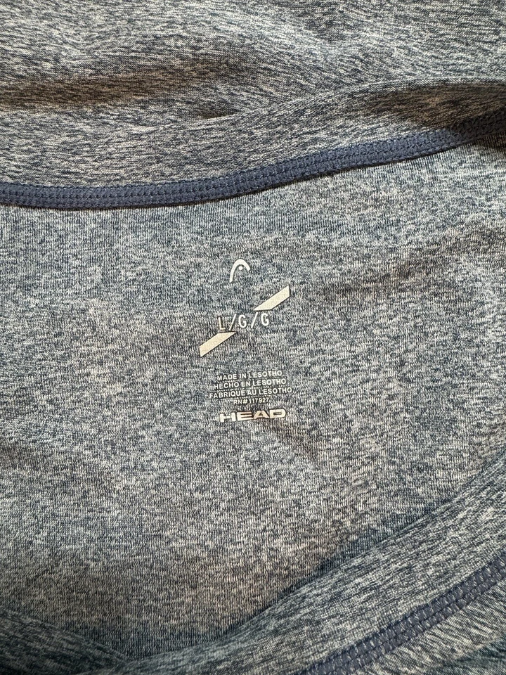 Top de tenis Head atlético para mujer talla LG azul manga corta cuello en V calce ajustado Foto 4 de 4
