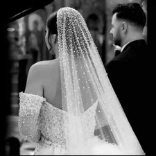Pearls Wedding Veil Tulle Luxurious Bride Veil Long Bridal Party Veils With Comb