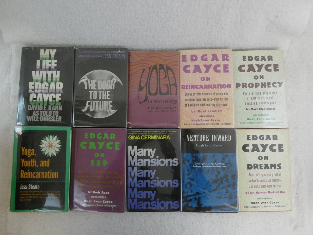 Lot of 10 Books about EDGAR CAYCE &amp; REINCARNATION, YOGA, DREAMS 