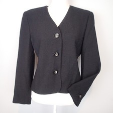 Laurel By Escada Blazer Jacket Womens Sz 38 Wool Black Classic