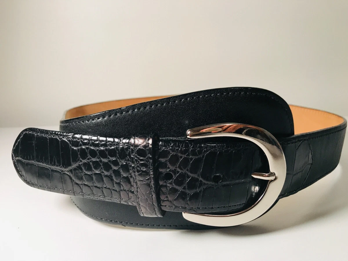 W. KLEINBERG Classic Women s Leather Belt Silver Buckle 1.75