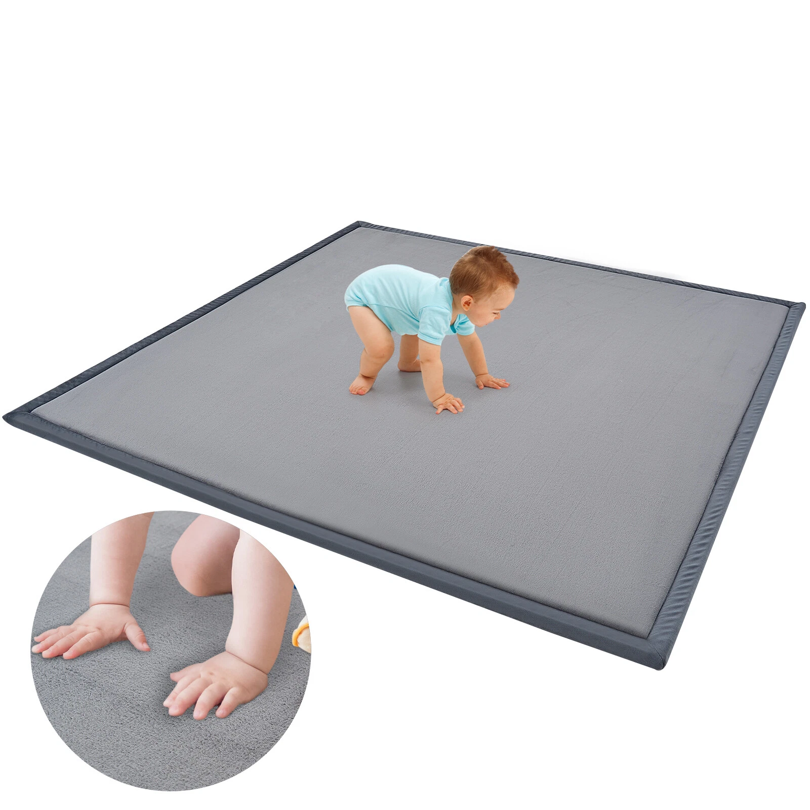 MOPHOTO Baby Floor Play Mat,1.4" Thick Memory Foam Non-Slip 70"x80" Velvet Mat