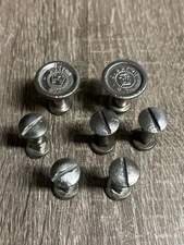 2 Vintage Disston Saw Medallions And 5 Bolts With Nuts